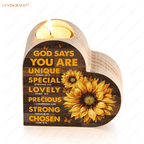 Sunflower And Butterfly God Says You Are Candle Holder Heart Shaped