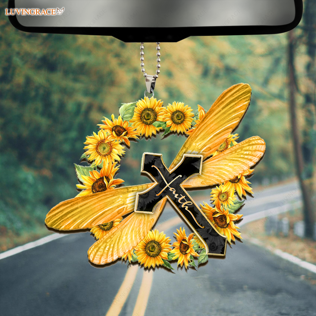 Sunflower Around Dragonfly Ornament