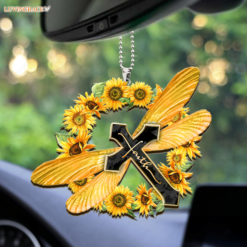 Sunflower Around Dragonfly Ornament