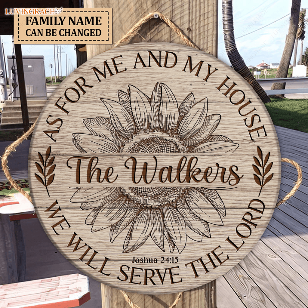Sunflower As For Us Personalized Circle Sign Wood