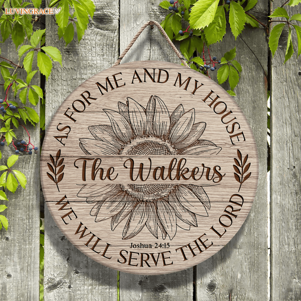 Sunflower As For Us Personalized Circle Sign Wood