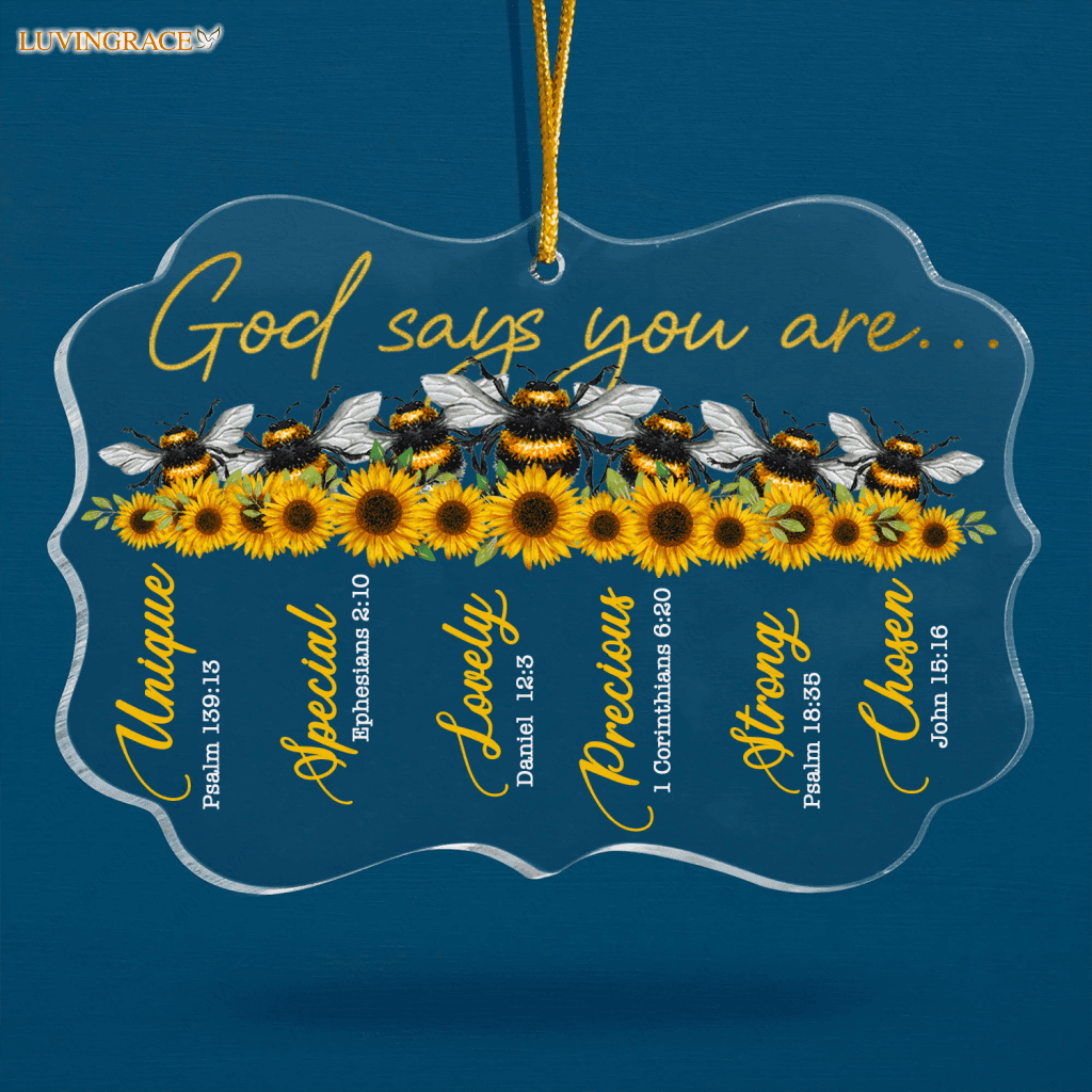 Sunflower Bee God Says You Are Transparent Ornament