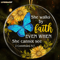 Sunflower Blue Butterly Walk By Faith Transparent Ornament