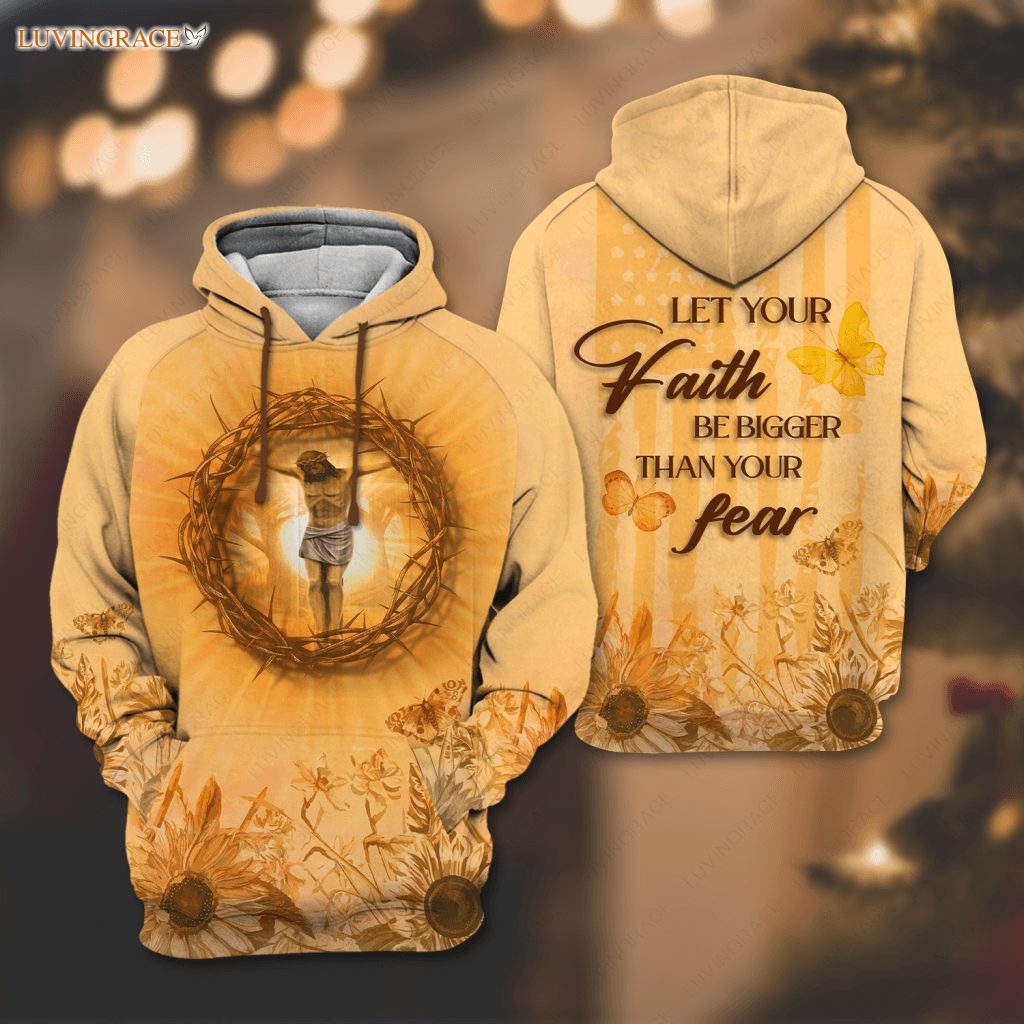 Sunflower Butterfly Jesus Cross Crown Of Thorns Faith Hoodie / S
