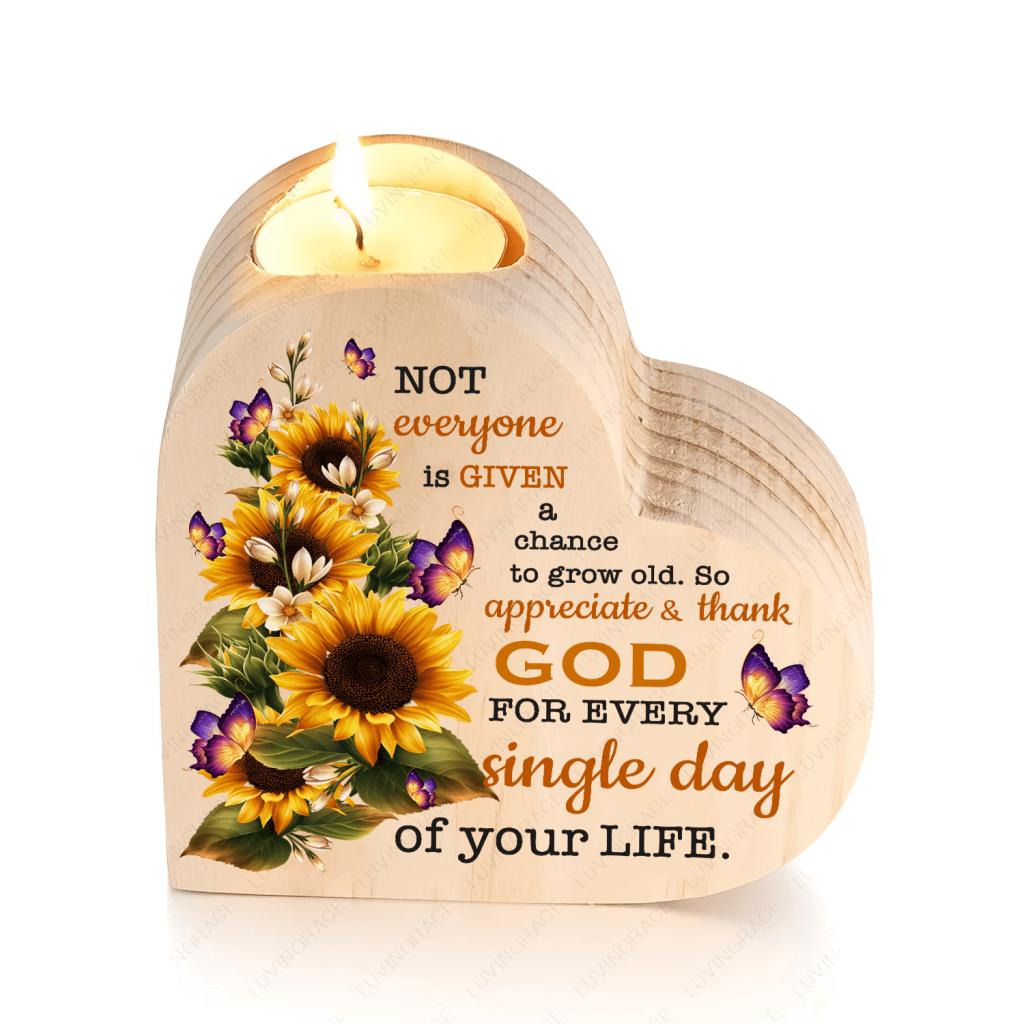 Sunflower Butterfly Thank God Every Day Candle Holder