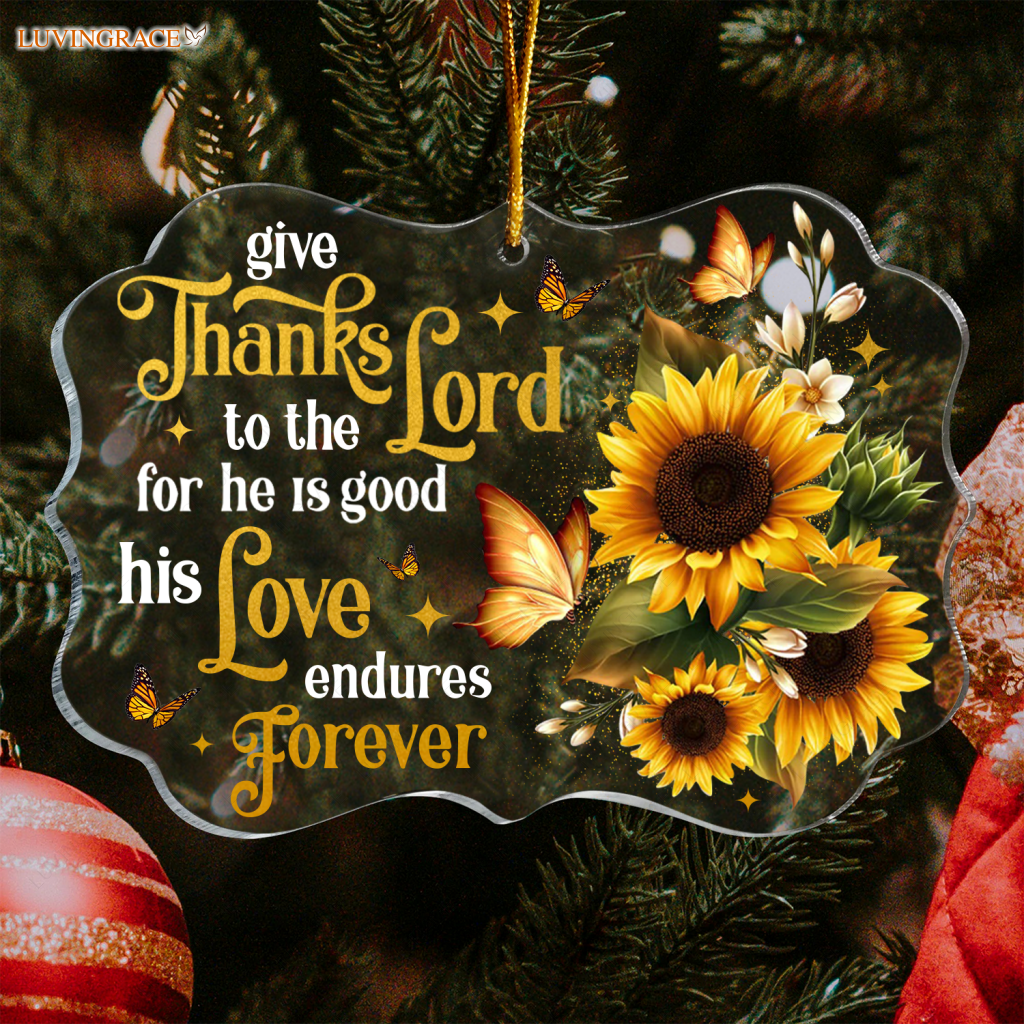 Sunflower Butterfly Thanks Lord Transparent Ornament