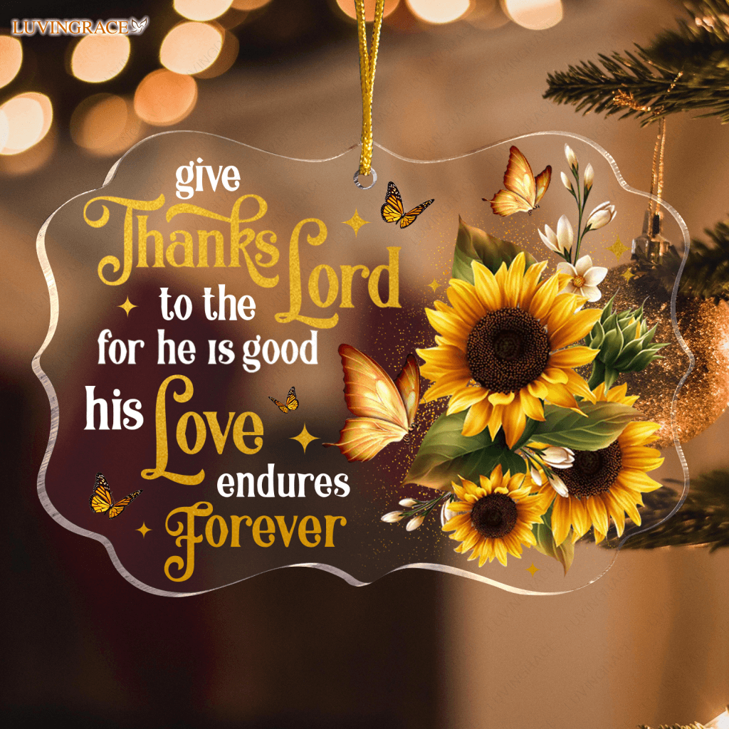 Sunflower Butterfly Thanks Lord Transparent Ornament