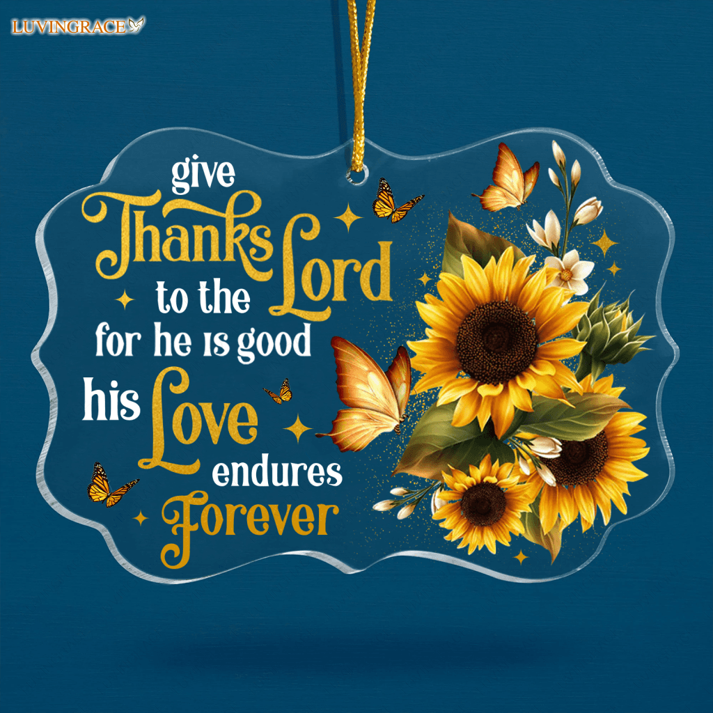 Sunflower Butterfly Thanks Lord Transparent Ornament