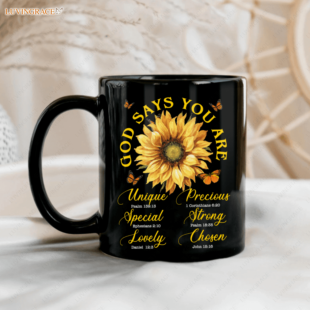 Sunflower Butterlfy God Says You Are Mug Ceramic