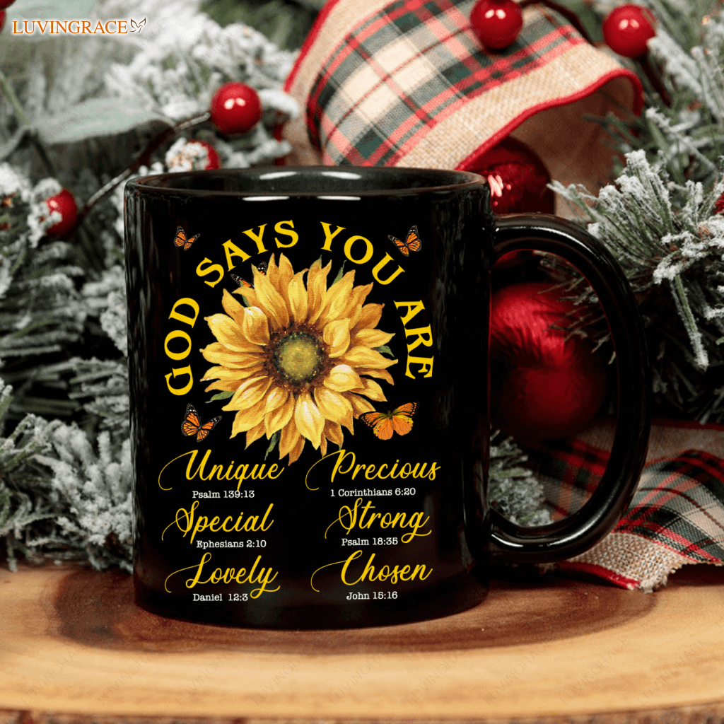 Sunflower Butterlfy God Says You Are Mug Ceramic