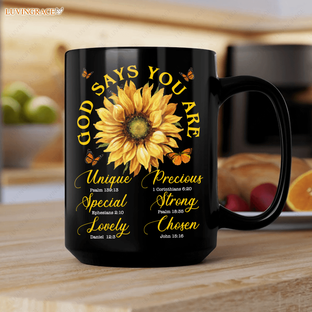 Sunflower Butterlfy God Says You Are Mug Ceramic