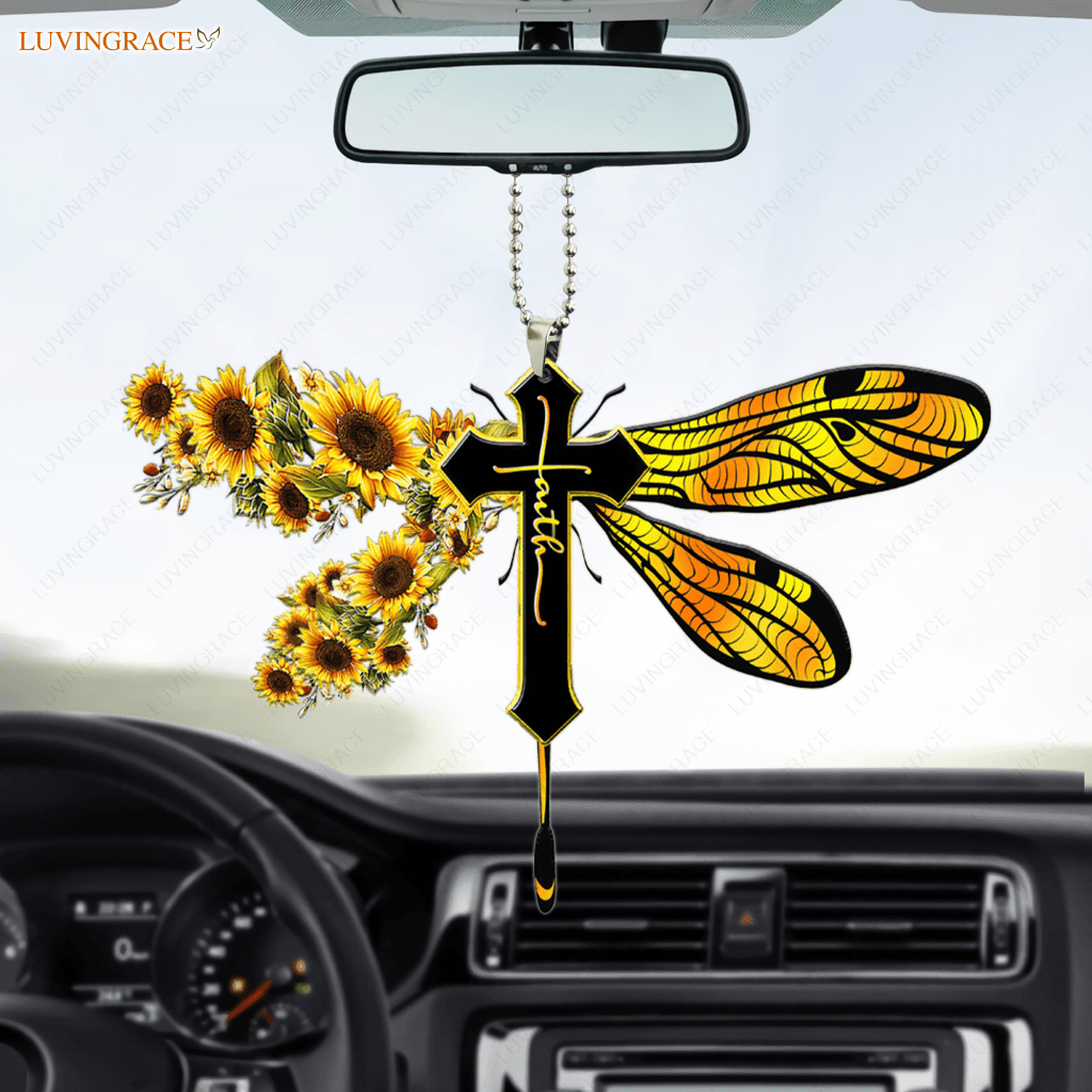 Sunflower Dragonfly Car Hanging Ornament