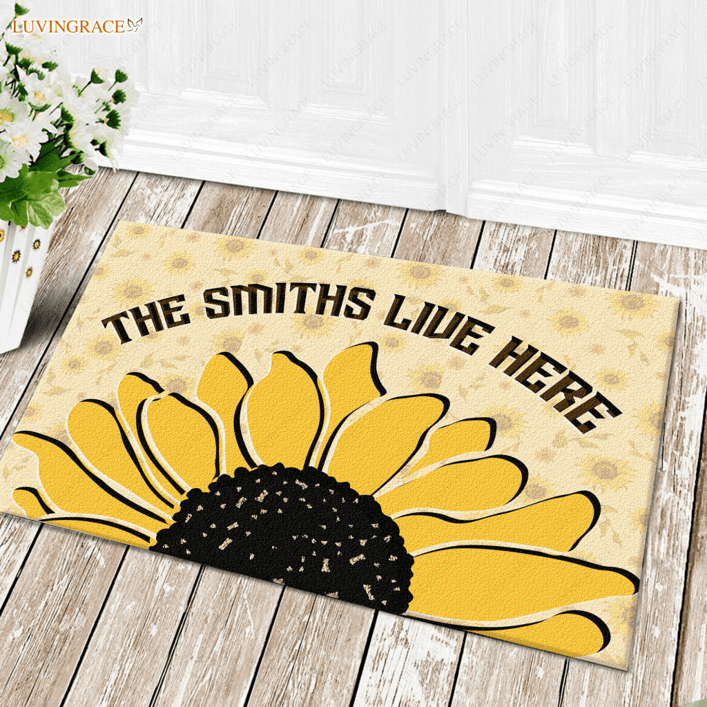 Sunflower Family Live Here Personalized Doormat