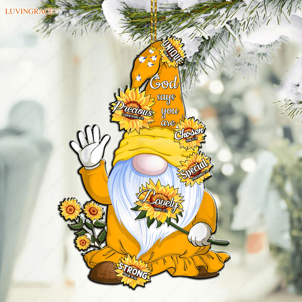Sunflower Gnome God Says You Are Ornament