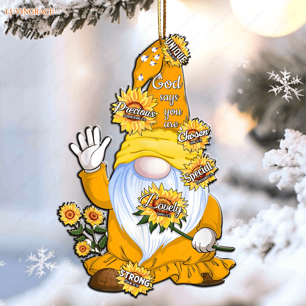Sunflower Gnome God Says You Are Ornament