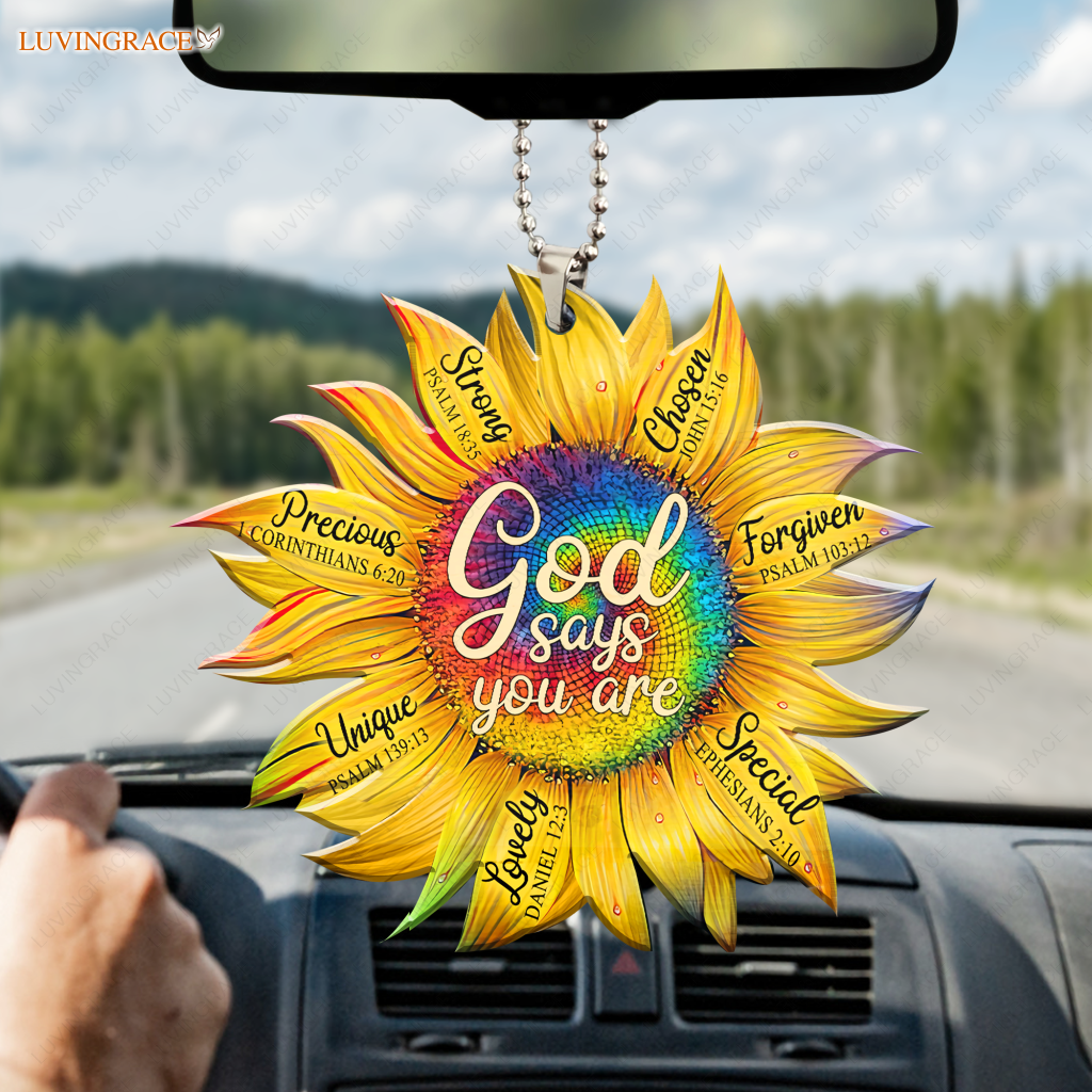 Sunflower God Says You Are Hippie Circle Car Hanging Ornament