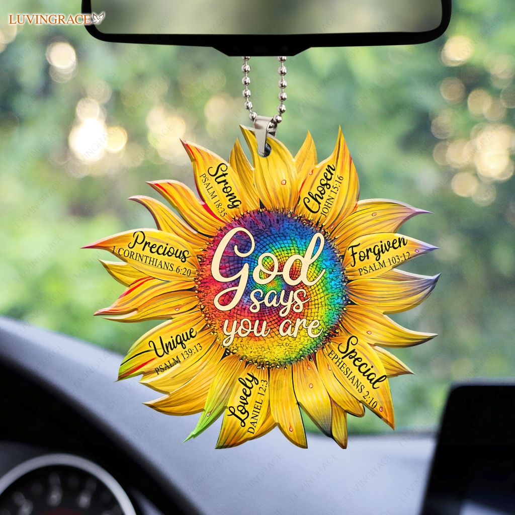Sunflower God Says You Are Hippie Circle Car Hanging Ornament