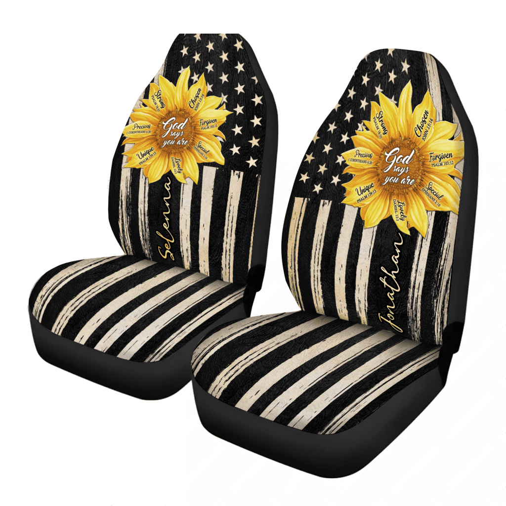 Sunflower God says you are Personalized Car Seat Cover