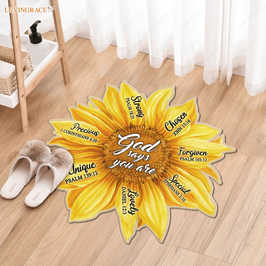Sunflower God Says You Are Shaped Doormat