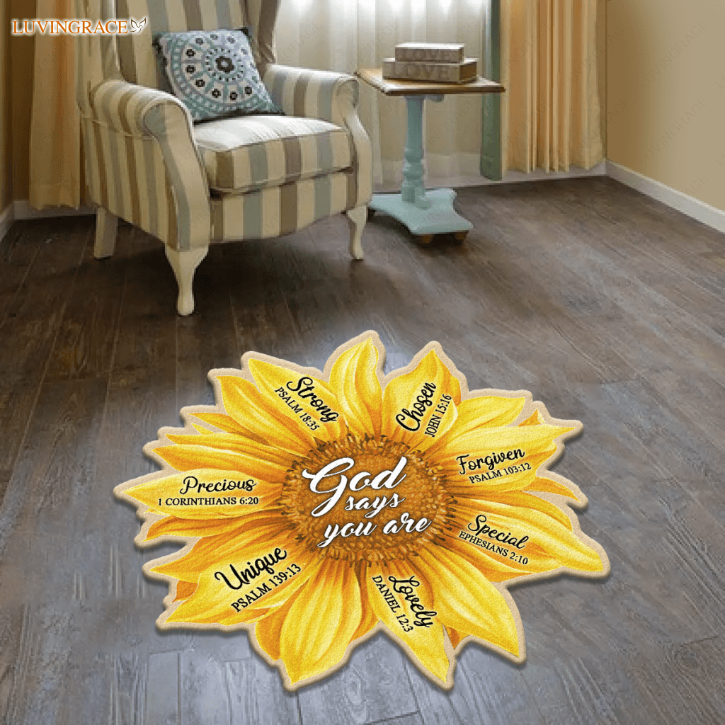 Sunflower God Says You Are Shaped Doormat