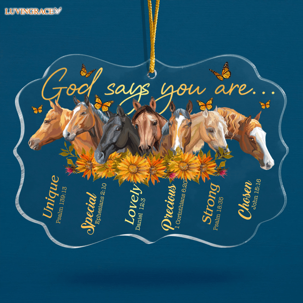Sunflower Horses God Says You Are Transparent Ornament