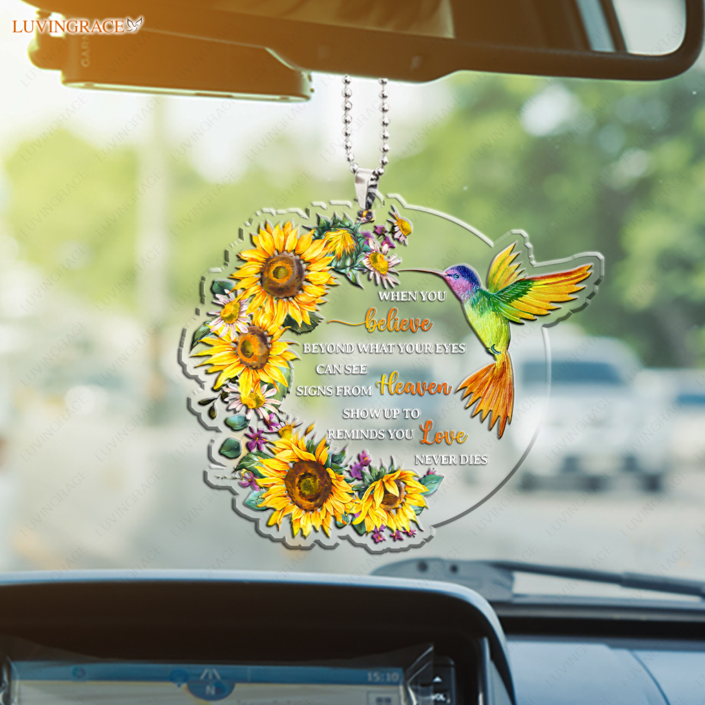 Sunflower Hummingbird When You Believe Ornament