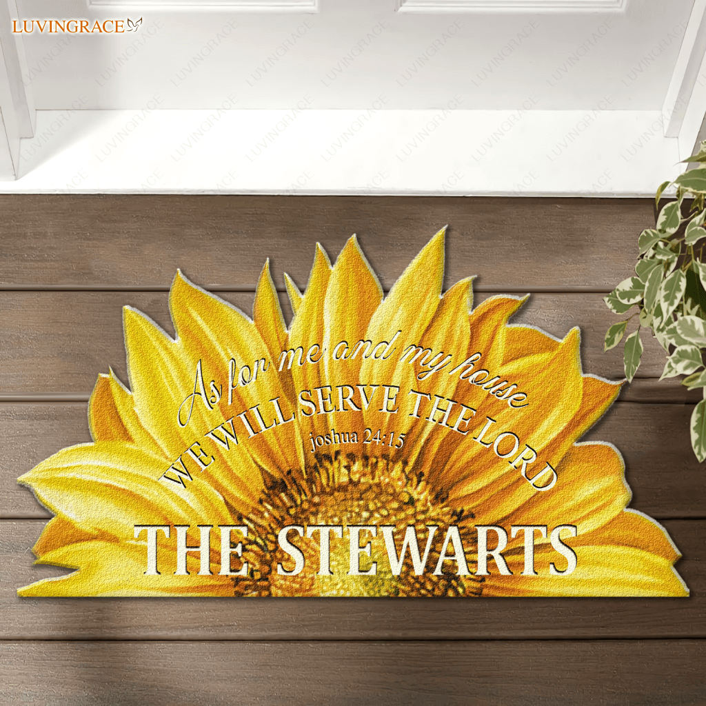Sunflower Serve The Lord Personalized Doormat