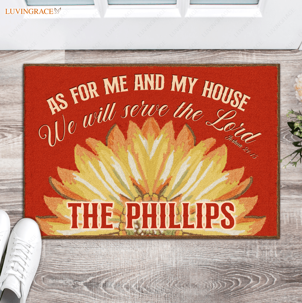 Sunflower Serve The Lord Personalized Doormat