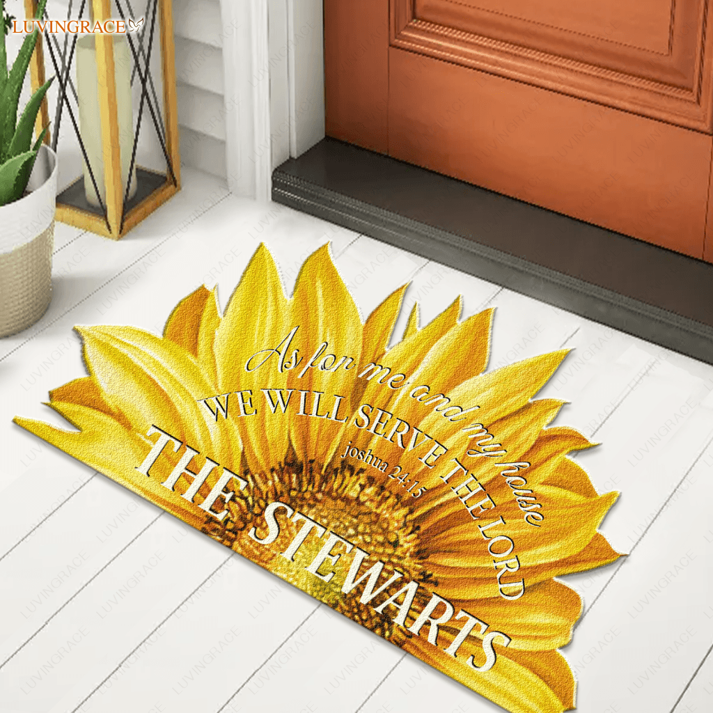 Sunflower Serve The Lord Personalized Doormat
