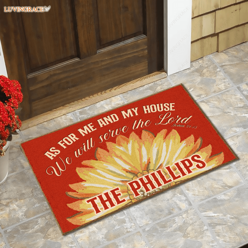 Sunflower Serve The Lord Personalized Doormat