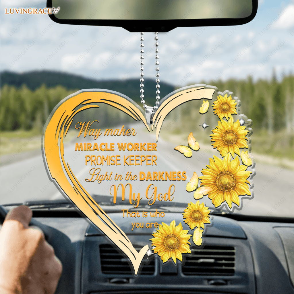 Sunflower Way Maker Heart Ornament Transparent