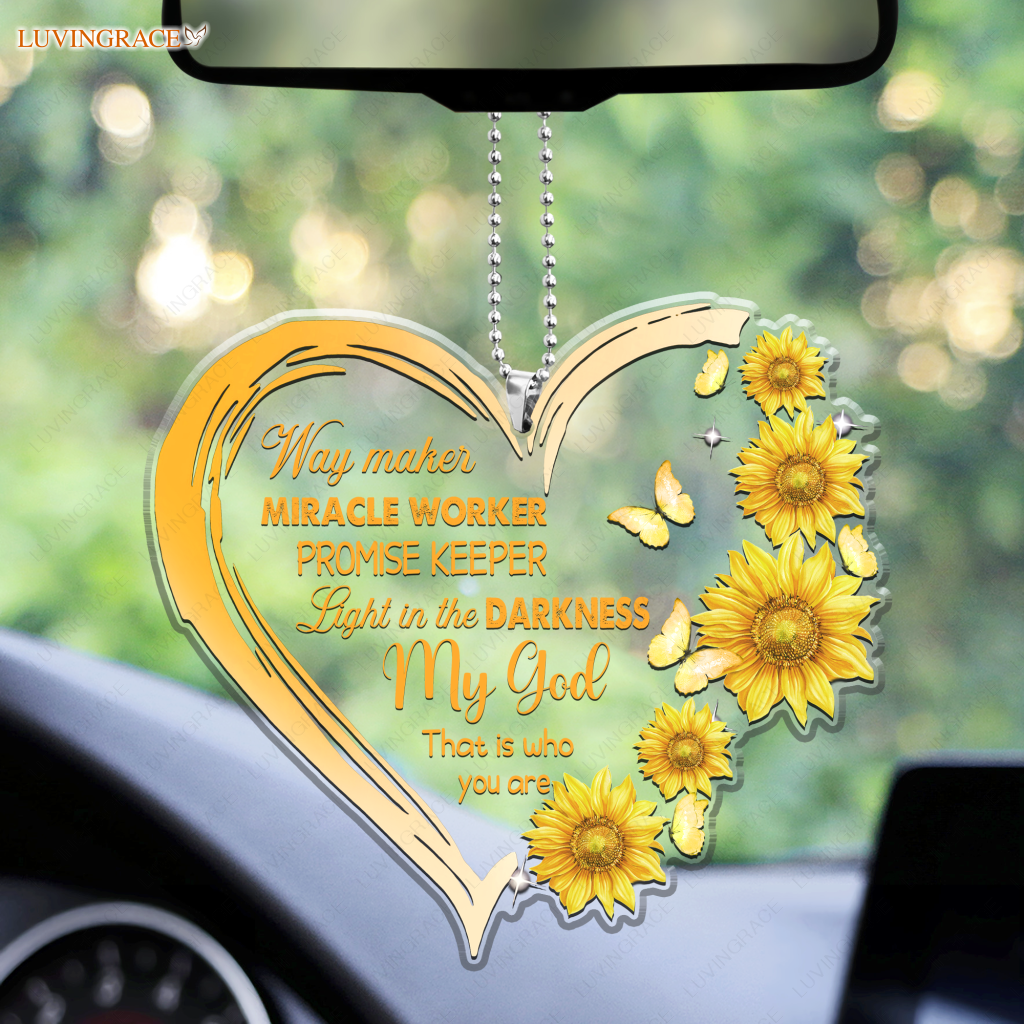 Sunflower Way Maker Heart Ornament Transparent