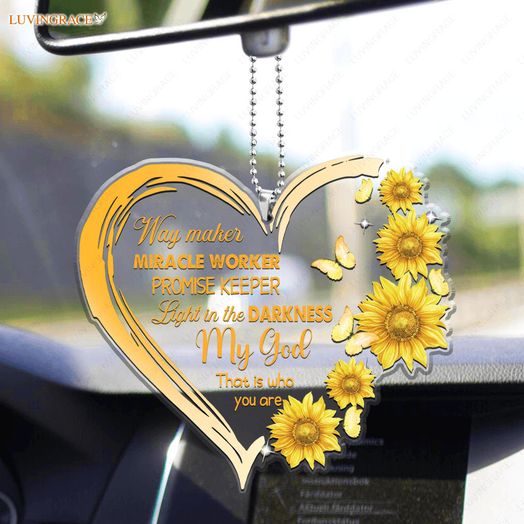 Sunflower Way Maker Heart Ornament Transparent