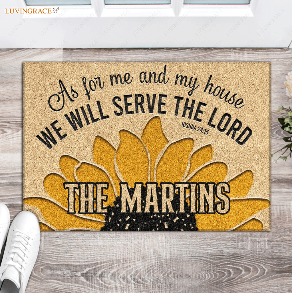 Sunflower Welcome Doormat Serve The Lord