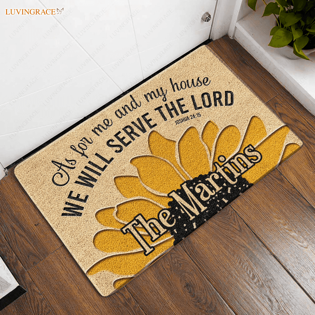 Sunflower Welcome Doormat Serve The Lord