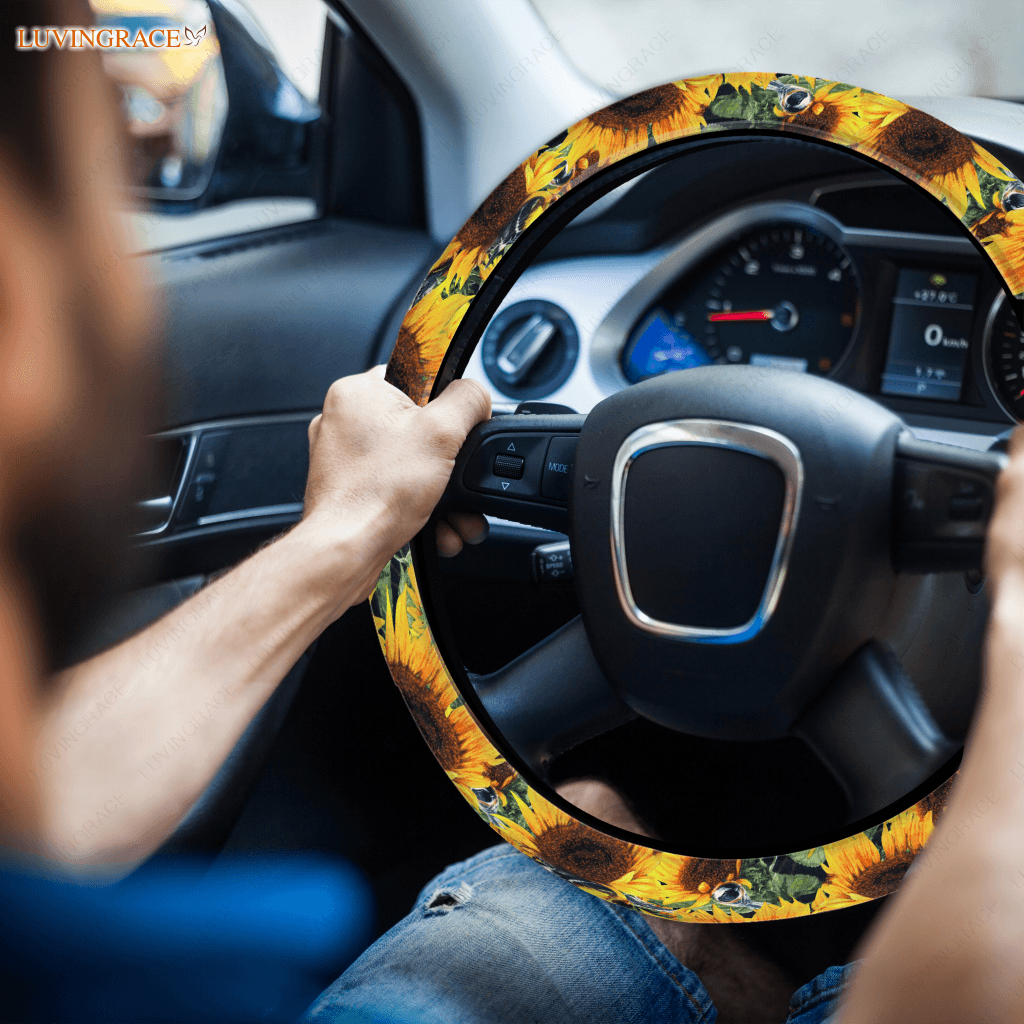 Sunny Sunflower Steering Wheel Cover Car Accessories