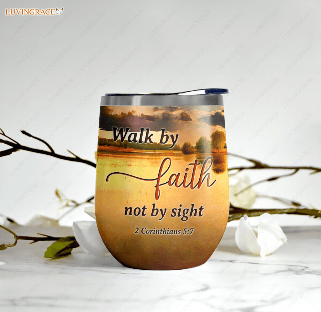 Sunset Jesus Walks Wine Tumbler