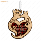 Tartan Buck And Doe God Blessed Personalized Wood Engraved Ornaments Wooden Ornament