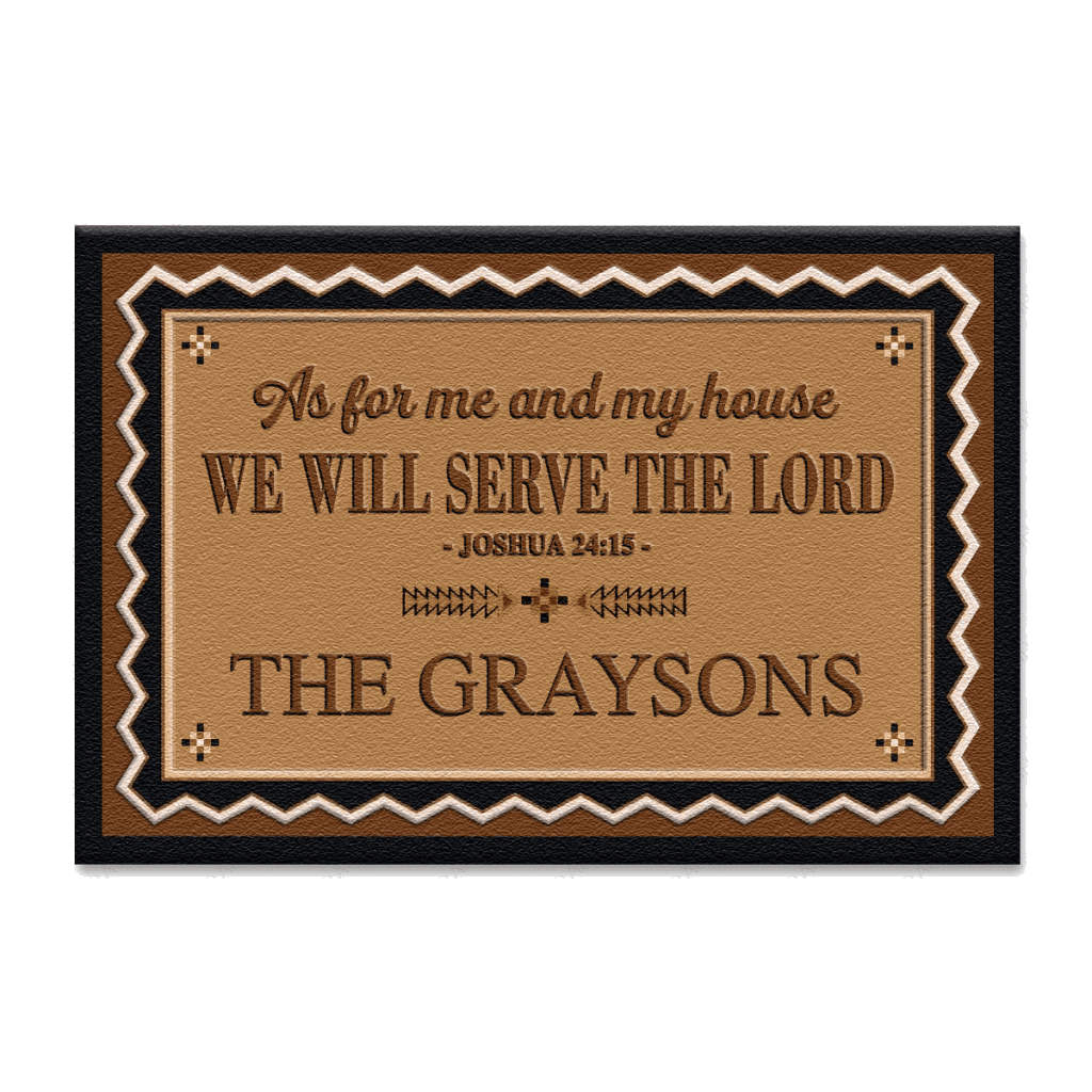 Taupe Color Serve The Lord Personalized Doormat