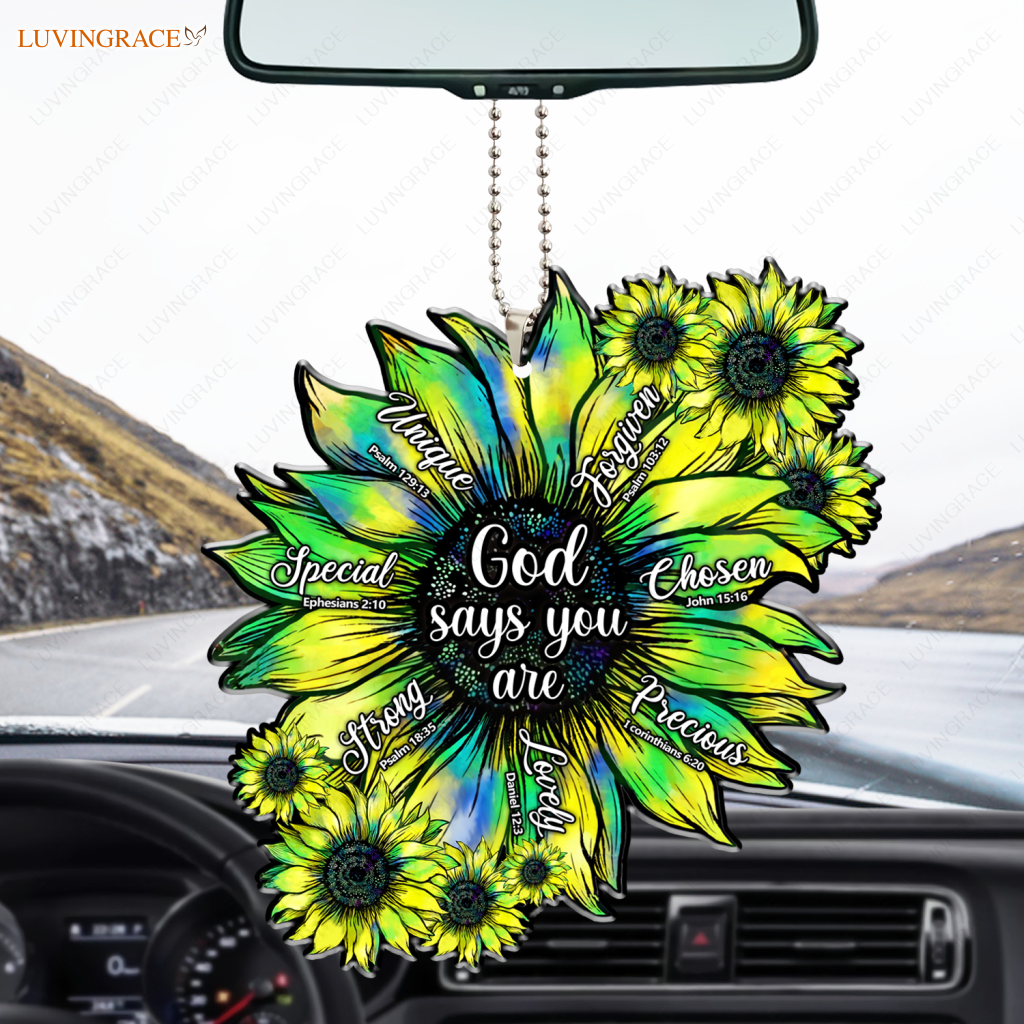 Teal Green Sunflower God Says Ornament