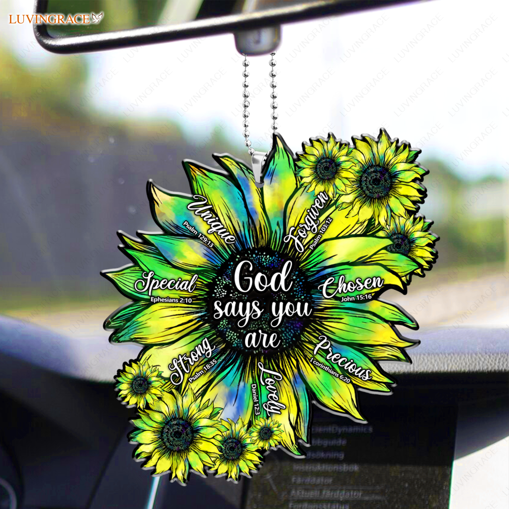Teal Green Sunflower God Says Ornament