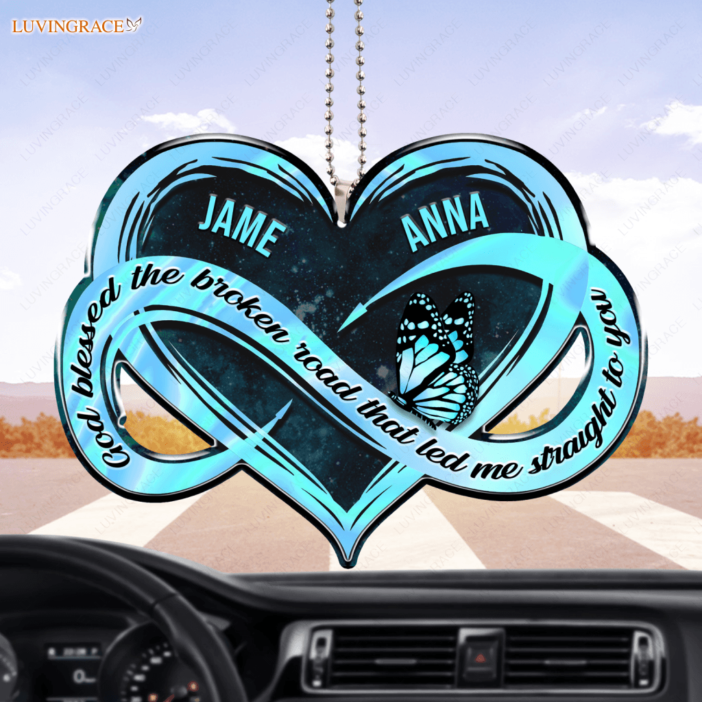Teal Infinity Heart God Blessed Personalized Ornament