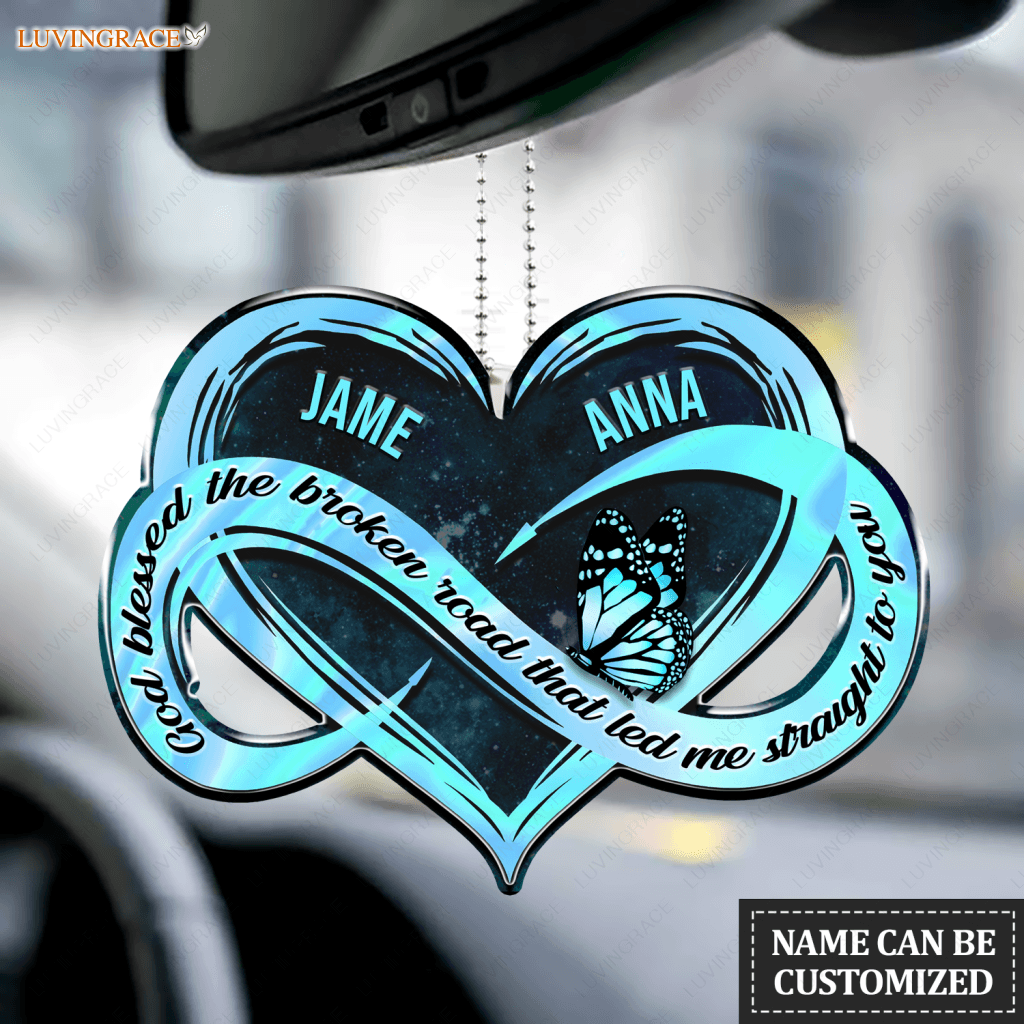 Teal Infinity Heart God Blessed Personalized Ornament