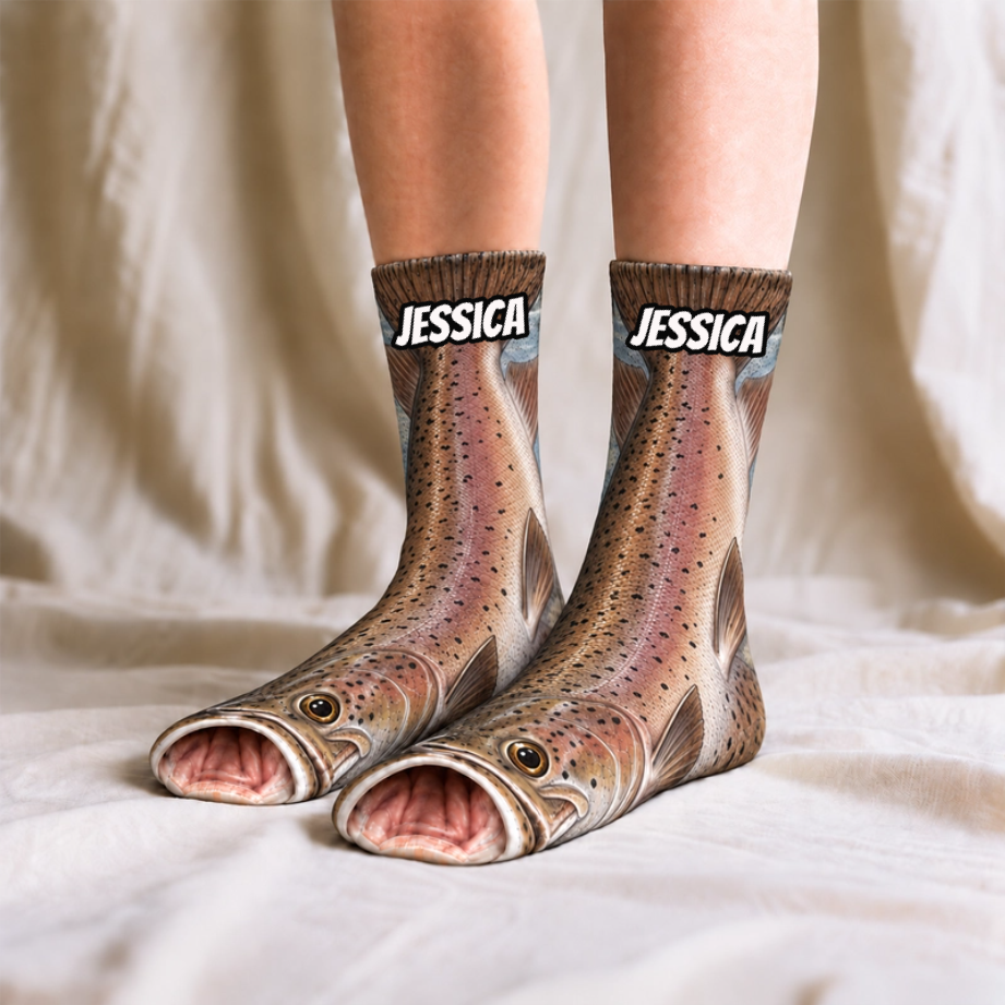 Personalized Big Catch Fishing Middle Tube Socks for Men & Women - Gift for Fishing Lovers