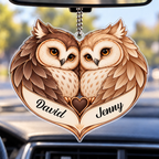 Personalized Names Classic Vibes Owl Couple Heart Ornament - Anniversary Gifts for Couples