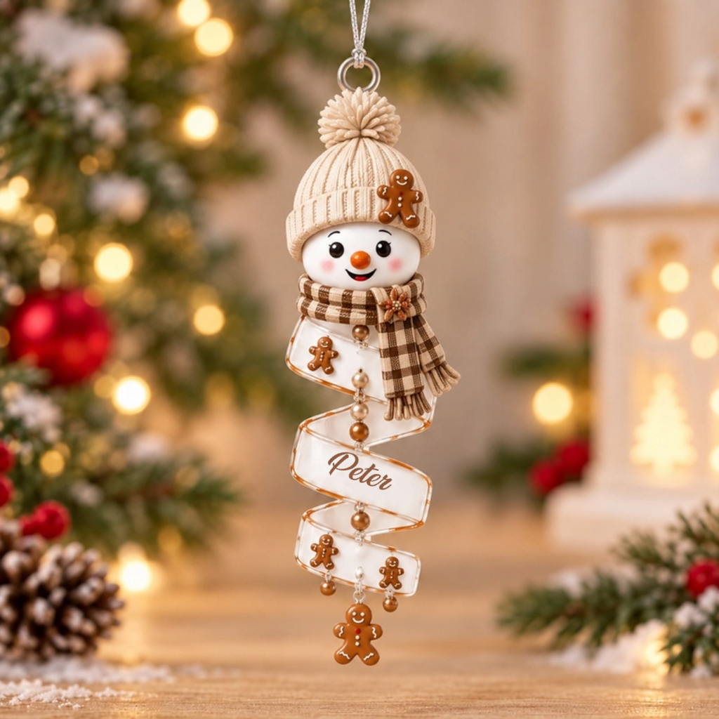 Personalized Name Snowman Xmas Ornament - Christmas Gift for Him & Her