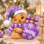 Personalized Gingerbread Christmas Ornament - Custom Name 12 Adorable Gingerbread Xmas Versions 2D & 3D Resin Ornament - Cute Gift for Christmas Holiday