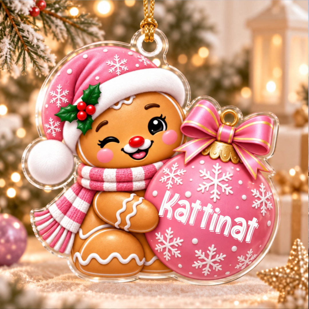 Personalized Gingerbread Christmas Ornament - Custom Name 12 Adorable Gingerbread Xmas Versions 2D & 3D Resin Ornament - Cute Gift for Christmas Holiday