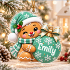 Personalized Gingerbread Christmas Ornament - Custom Name 12 Adorable Gingerbread Xmas Versions 2D & 3D Resin Ornament - Cute Gift for Christmas Holiday