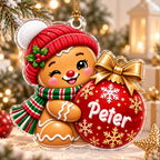 Personalized Gingerbread Christmas Ornament - Custom Name 12 Adorable Gingerbread Xmas Versions 2D & 3D Resin Ornament - Cute Gift for Christmas Holiday